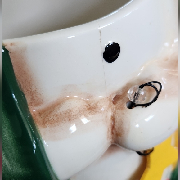 ⛄ Vintage JCPenney Christmas Snowman Cookie Jar, 15” Tall with Green Scarf & hat - Picture 13 of 16